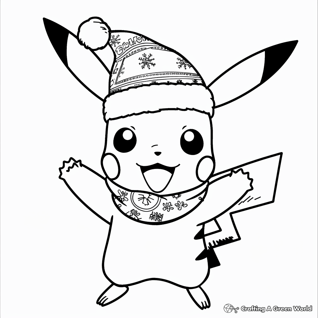 Coloriage pokemon Pikachu de noel