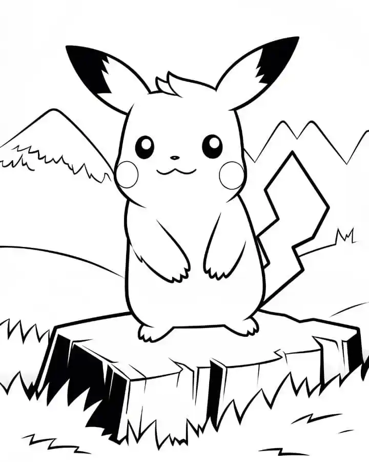 Coloriage pokemon sur un arbre