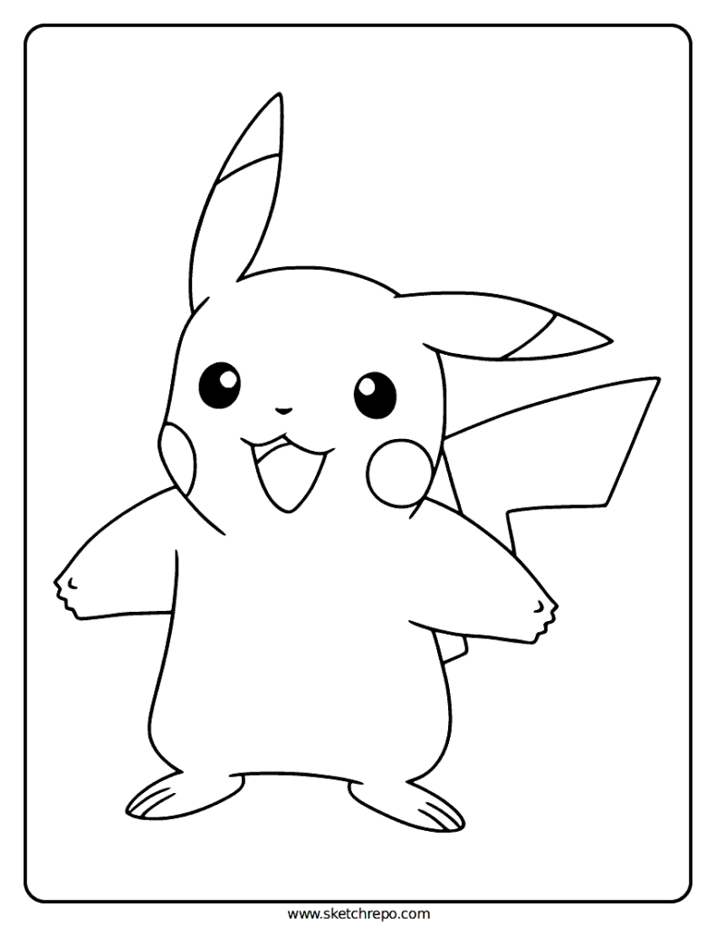 Coloriage pokemon Pikachu seul