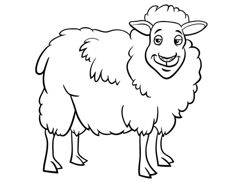Coloriage mouton heureux