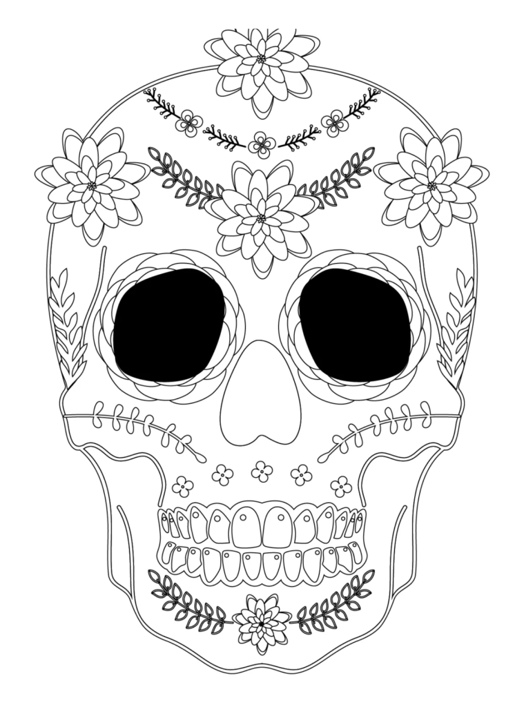 Coloriage halloween tête de squelette a colorier