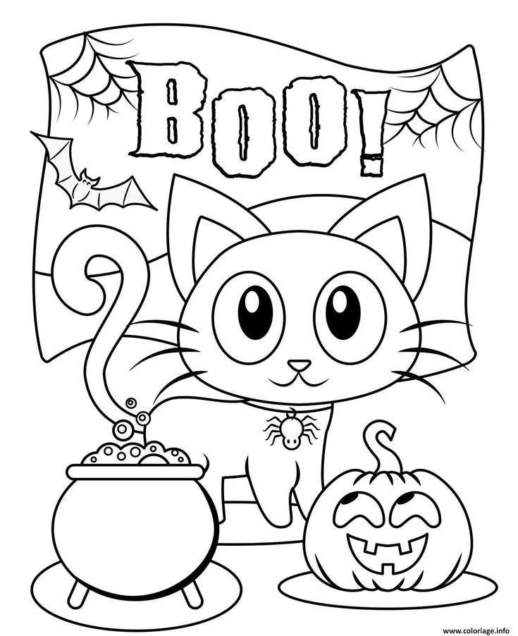 Coloriage chat d'halloween 