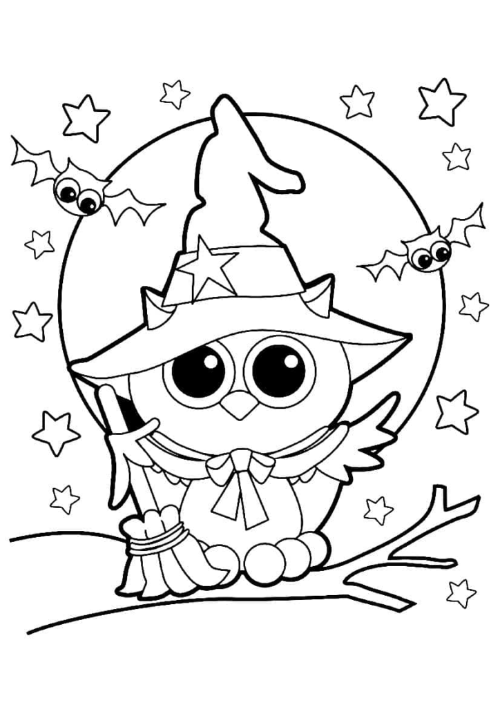 Coloriage hiboux d'halloween 