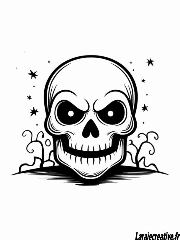 Coloriage tête de mort halloween 